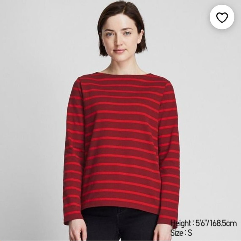 Uniqlo Striped Boat Neck Long Sleeve T-Shirt